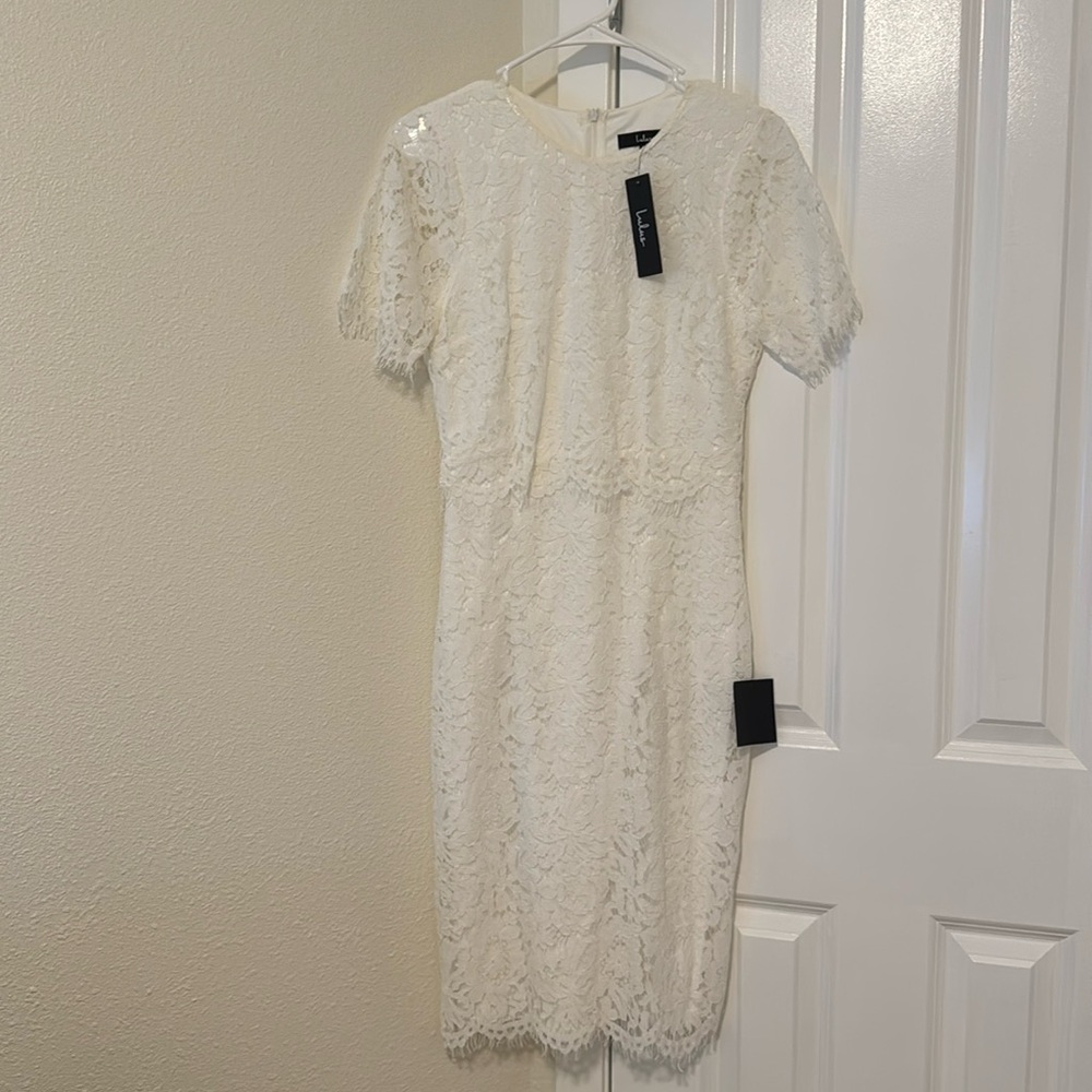 White Lace Midi Dress | S